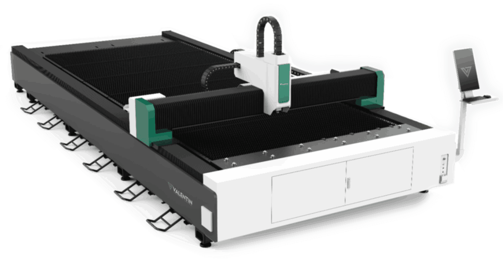 M&aacute;quina industrial da Valentin utilizada para corte a laser em metal em chapas de grande porte.