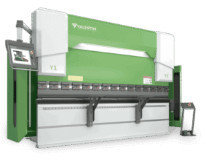 Dobradeira CNC de alta capacidade para chapas metálicas, cor verde e branca.