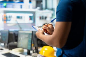 Profissional monitorando processos para gest&atilde;o de custos industriais e aumento da efici&ecirc;ncia da produ&ccedil;&atilde;o.